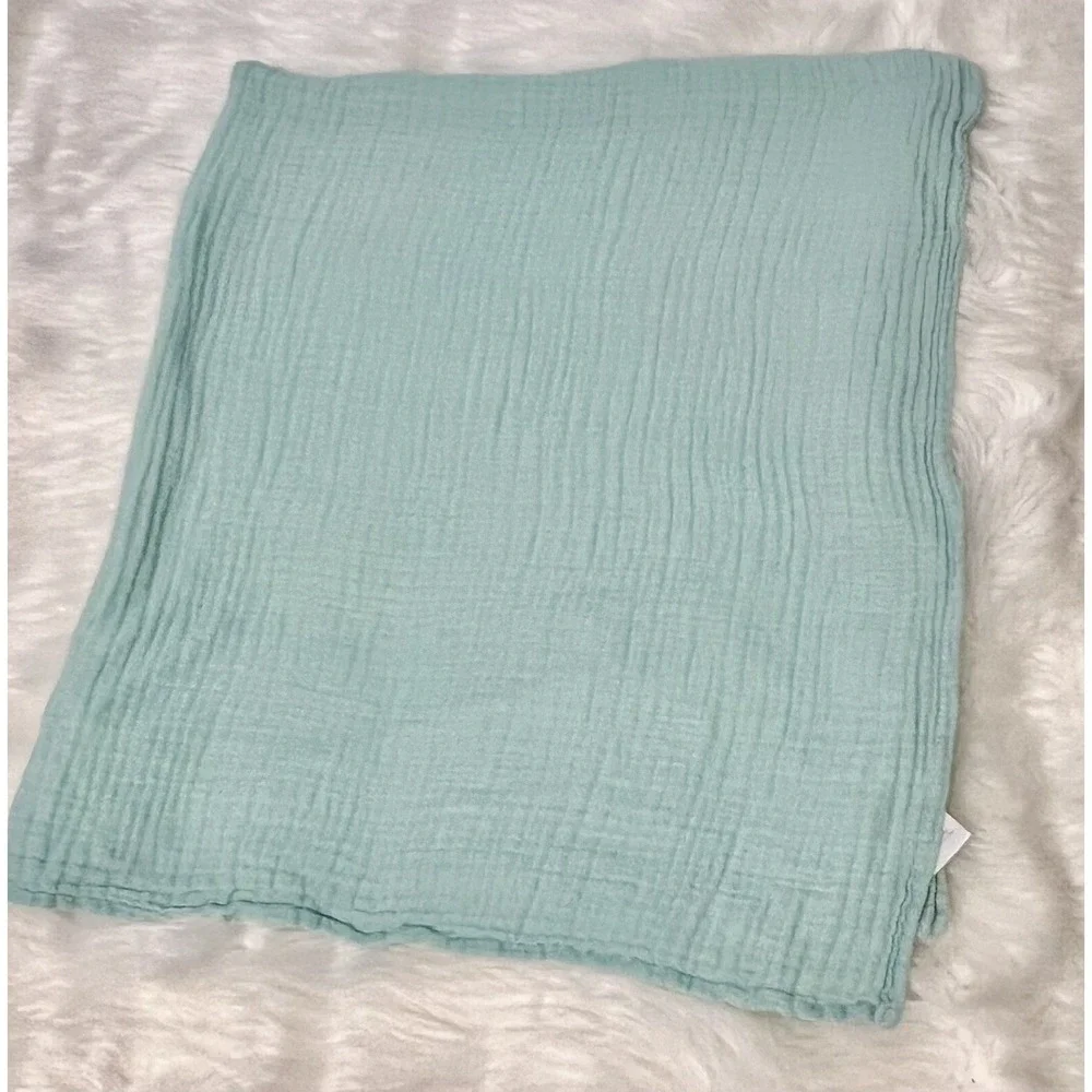 Kyle & Deena Mint Green Cotton Muslin Baby Blanket Crinkle Gauze Swaddle 30x36‎